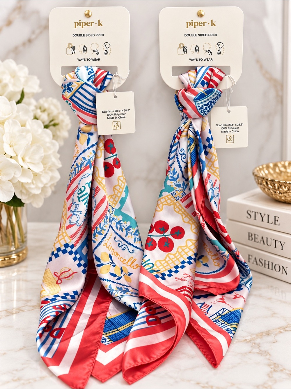 Piper K Multicolor Satin Scarf Set